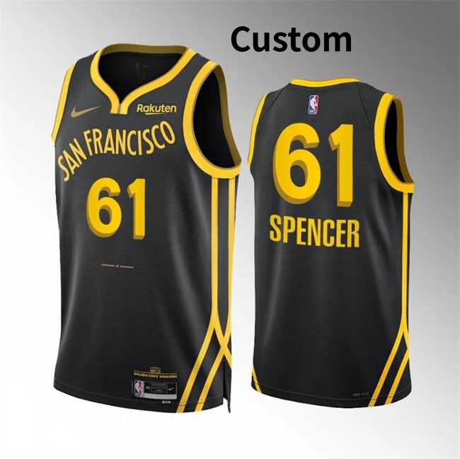 Men%27s Golden State Warriors Custom Black 2023-24 City Edition Stitched Basketball Jersey